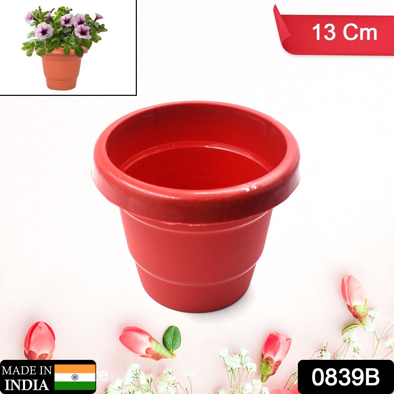 0839B Plastic Heavy Duty Plant Container Pot/Gamla for Indoor Home Decor | Outdoor Balcony Garden 13cm (pack of 1 pc) 0839B Plastic Heavy Duty Plant Container Pot/Gamla for Indoor Home Decor | Outdoor Balcony Garden 13cm (pack of 1 pc)
